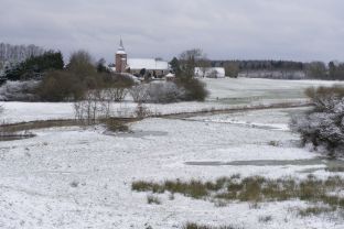 Oksenvad Kirke i sne, 2018